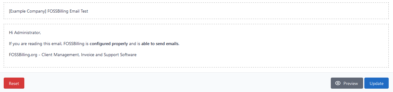 How the default email template looks